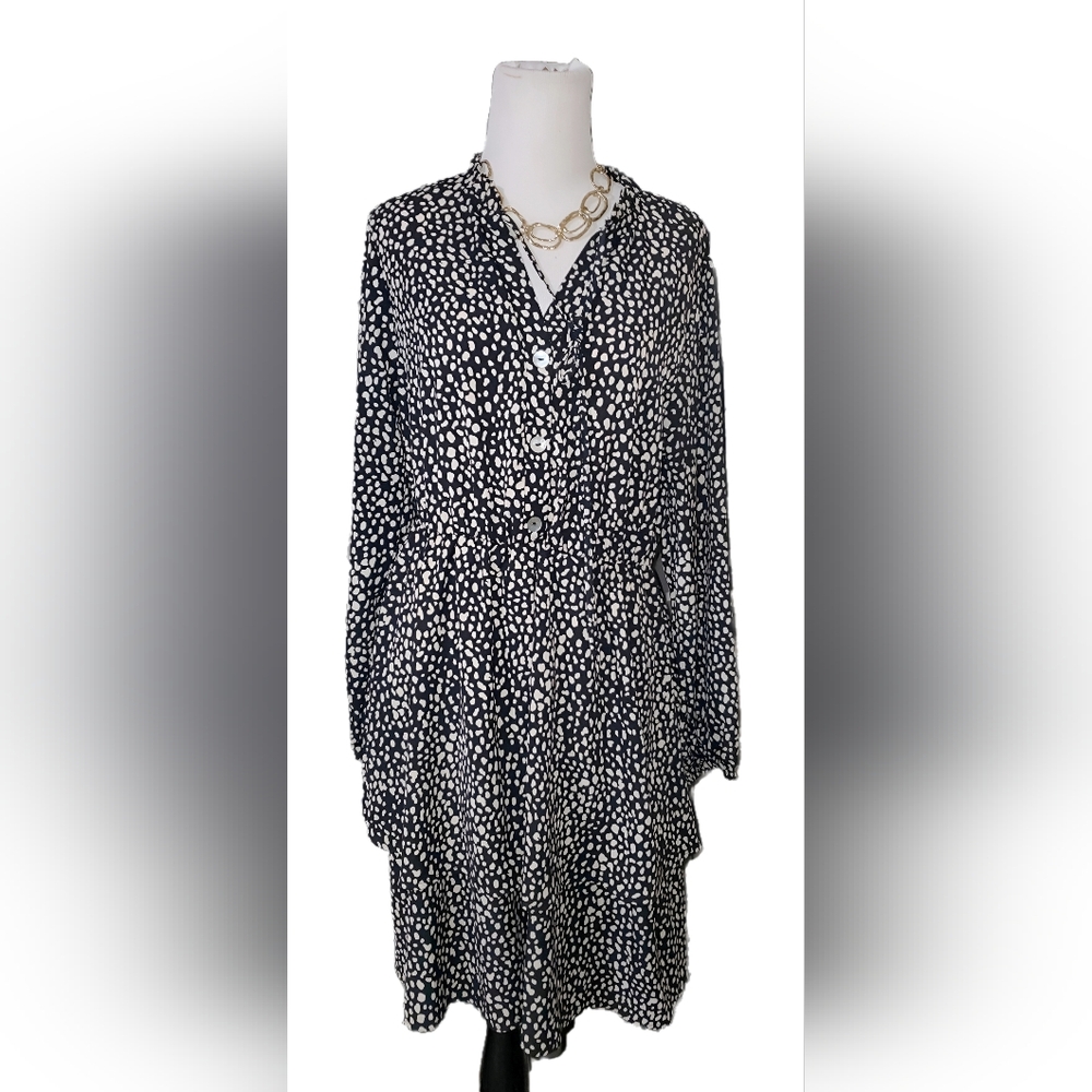 🖤 Black & Off-White Animal Print Dress | Size M